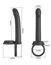 Pretty Love - Moses - Consolador con anillo para el pene y anillo para el escroto - Negro-Erotiekvoordeel.nl