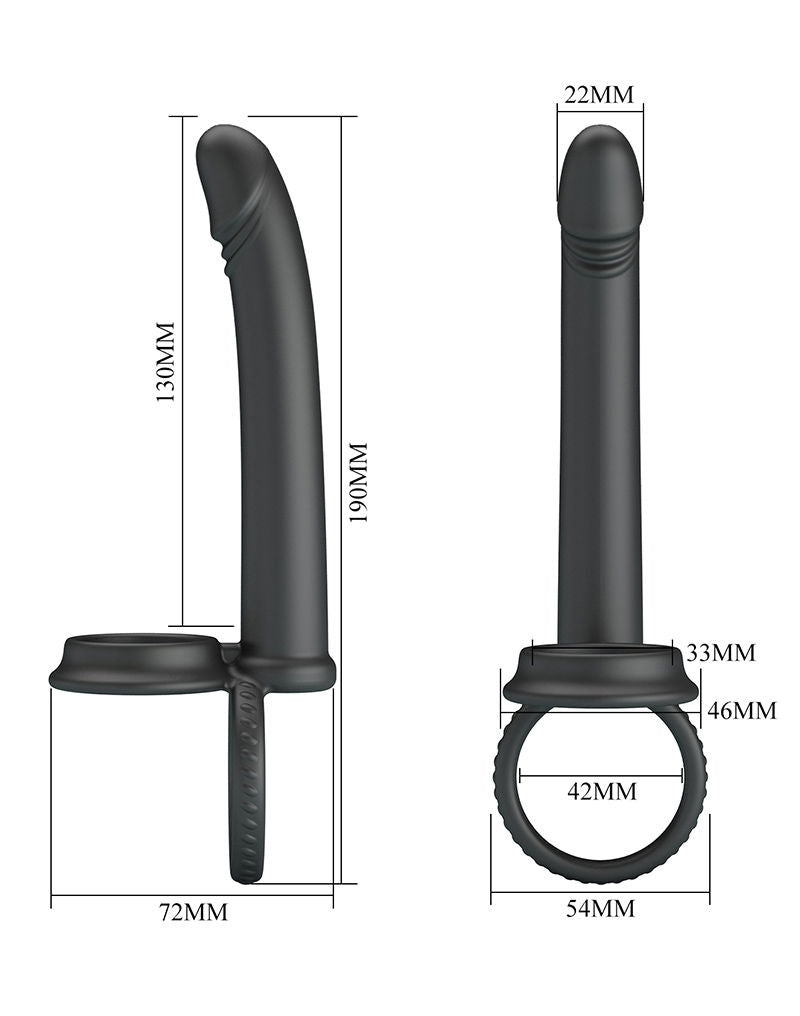 Pretty Love - Moses - Consolador con anillo para el pene y anillo para el escroto - Negro-Erotiekvoordeel.nl