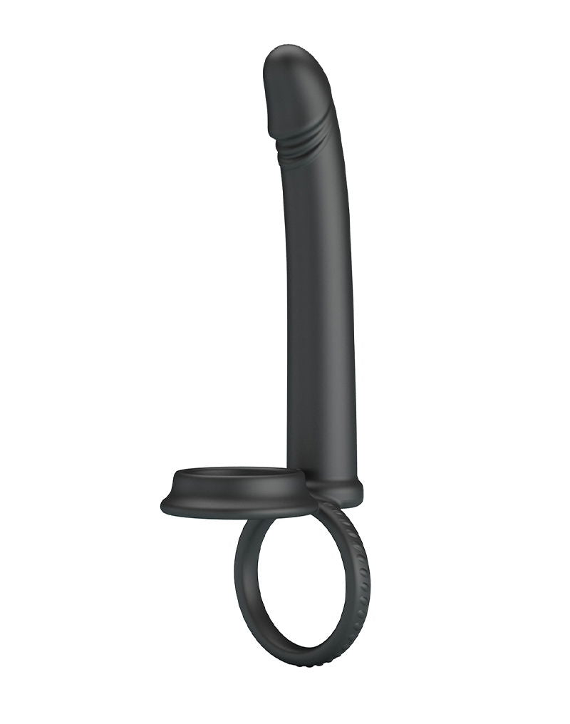 Pretty Love - Moses - Consolador con anillo para el pene y anillo para el escroto - Negro-Erotiekvoordeel.nl