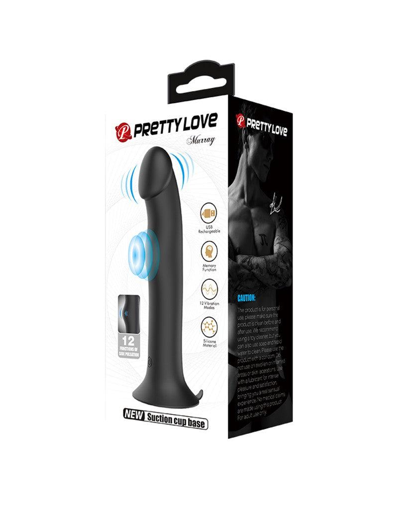 Pretty Love - Murray - Vibrerende Dildo - 19 cm - Zwart - USB Oplaadbaar - Siliconen-Erotiekvoordeel.nl