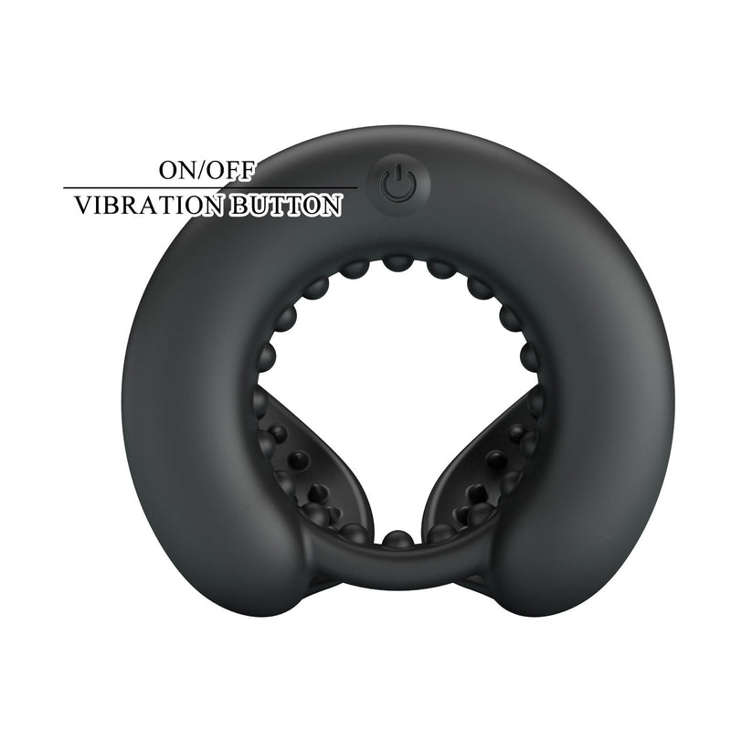 Pretty Love - Quentin - Vibrating Cock Ring with Dual Motors - Black-Erotiekvoordeel.nl