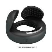Pretty Love - Quentin - Vibrating Cock Ring with Dual Motors - Black-Erotiekvoordeel.nl