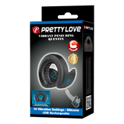 Pretty Love - Quentin - Vibrating Cock Ring with Dual Motors - Black-Erotiekvoordeel.nl