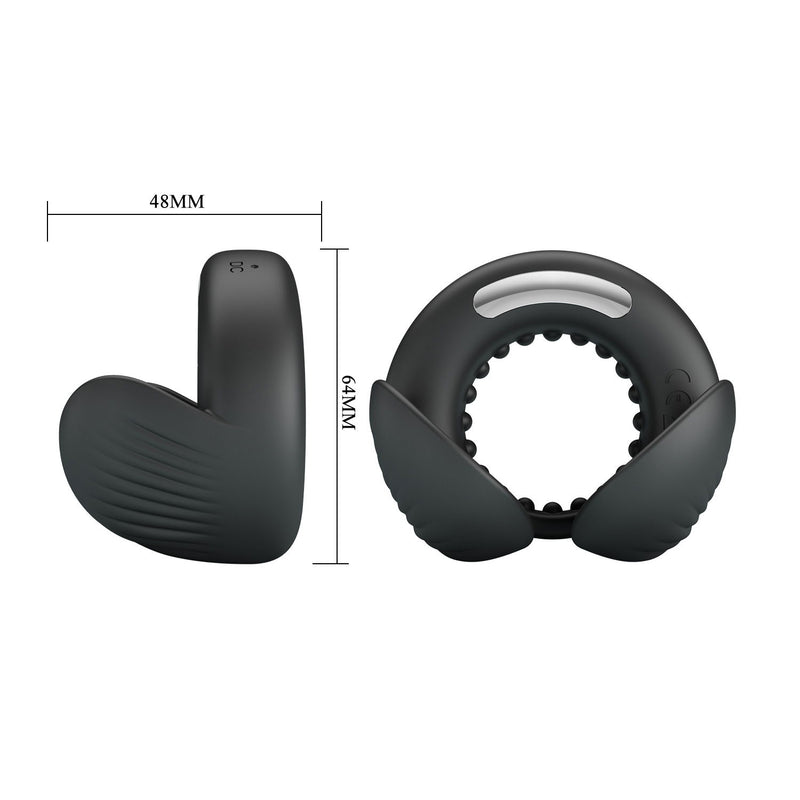 Pretty Love - Quentin - Vibrating Cock Ring with Dual Motors - Black-Erotiekvoordeel.nl