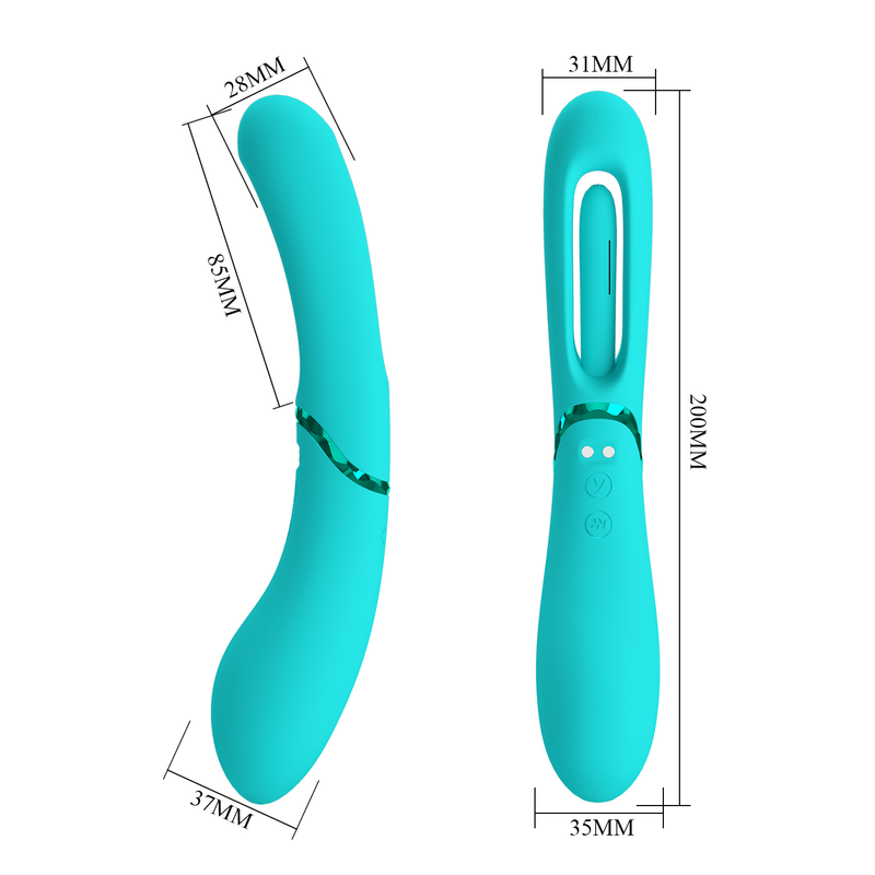 Pretty Love - Romance Lexie - Vibromasseur avec petite langue vibrante - Turquoise-Erotiekvoordeel.nl
