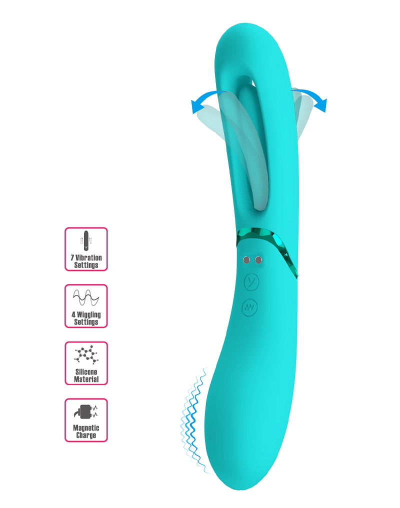 Pretty Love - Romance Lexie - Vibromasseur avec petite langue vibrante - Turquoise-Erotiekvoordeel.nl
