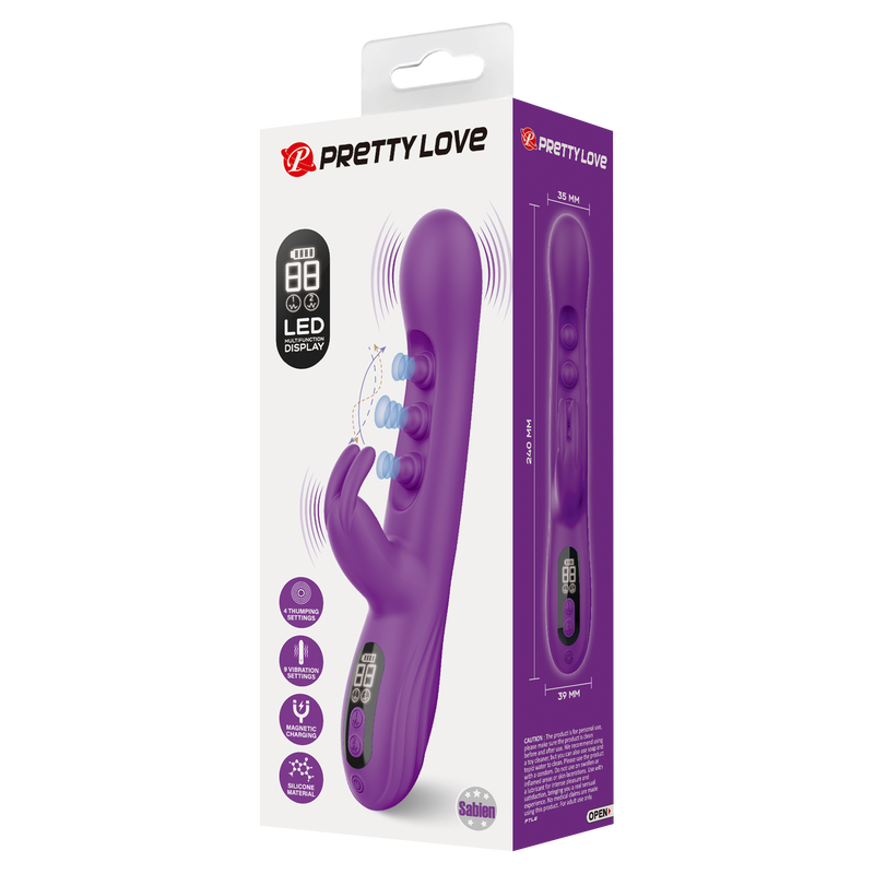 Pretty Love - Sabien - Vibratore Rabbit con display LED - Viola-Erotiekvoordeel.nl