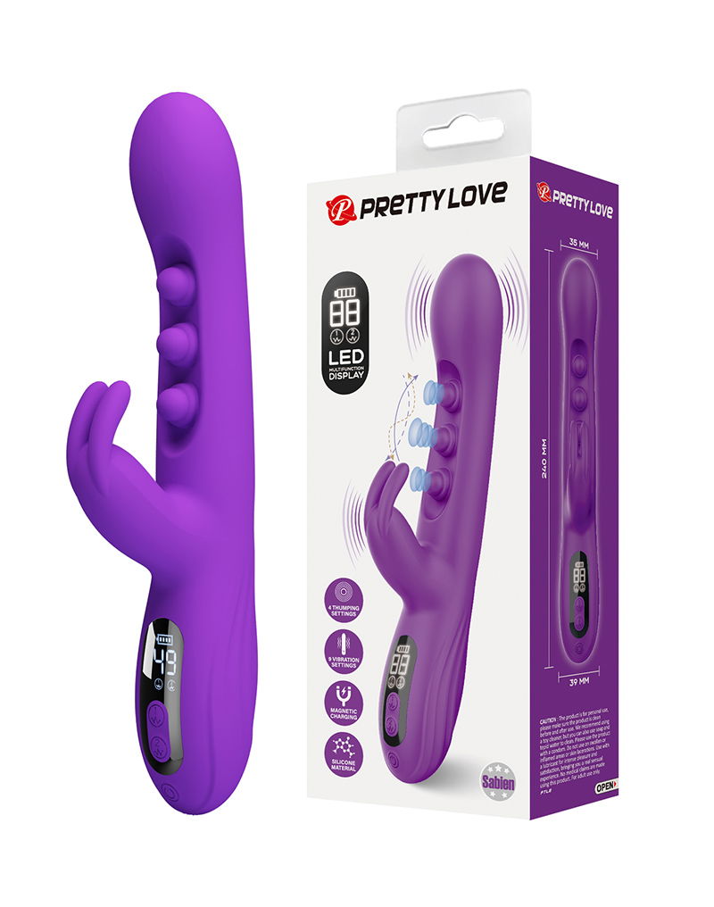 Pretty Love - Sabien - Vibratore Rabbit con display LED - Viola-Erotiekvoordeel.nl