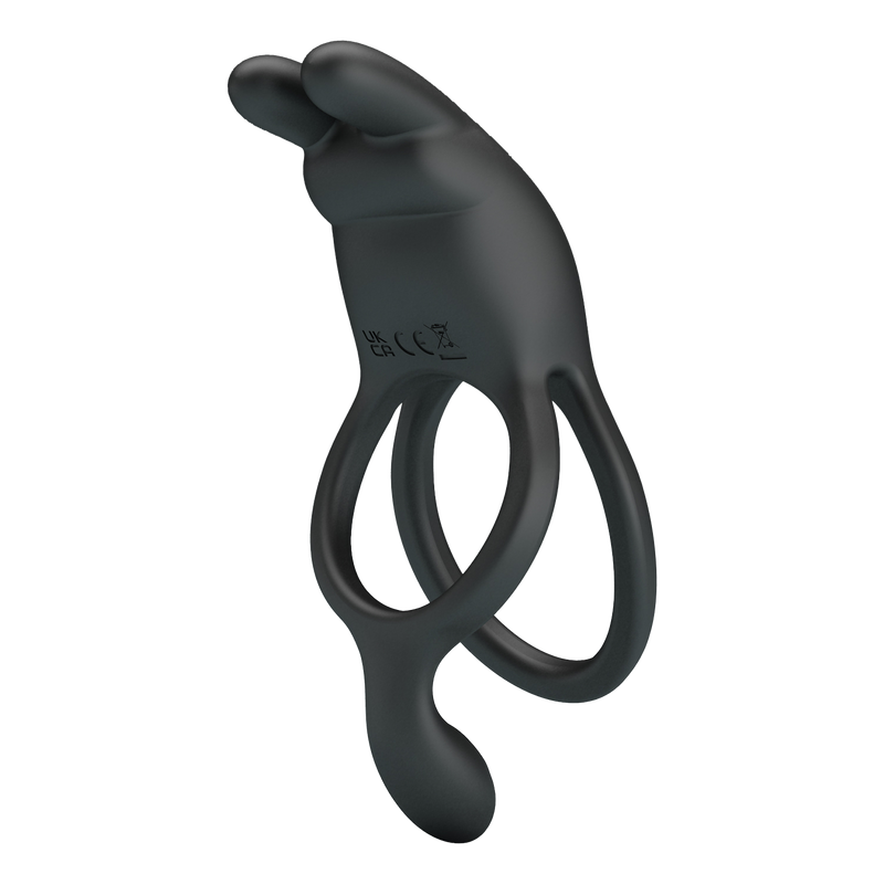Pretty Love - Seth - Vibrating Double Cock Ring - Black-Erotiekvoordeel.nl