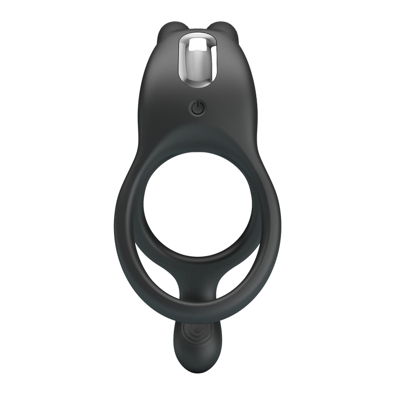 Pretty Love - Seth - Vibrating Double Cock Ring - Black-Erotiekvoordeel.nl