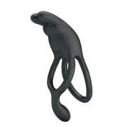 Pretty Love - Seth - Vibrating Double Cock Ring - Black-Erotiekvoordeel.nl