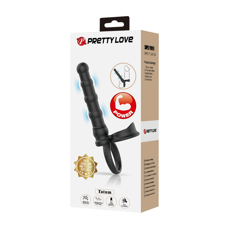 Pretty Love - Tatum - Vibratore anale con anello fallico - Nero-Erotiekvoordeel.nl