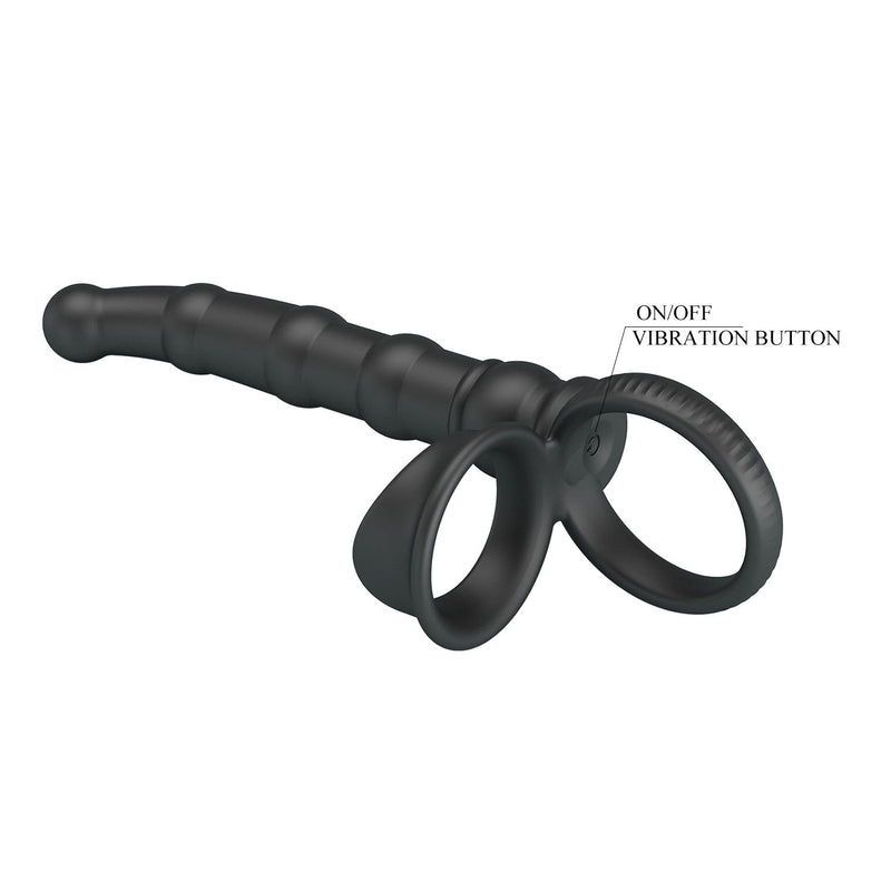 Pretty Love - Tatum - Vibratore anale con anello fallico - Nero-Erotiekvoordeel.nl