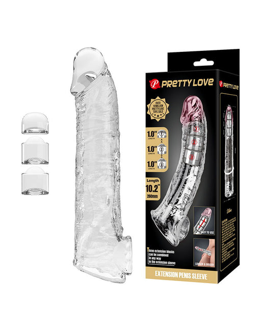Pretty Love - Verlengende Penis Sleeve - 26 cm - Transparant-Erotiekvoordeel.nl