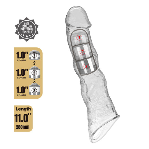 Pretty Love - Verlengende Penis Sleeve - 28 cm - Transparant-Erotiekvoordeel.nl