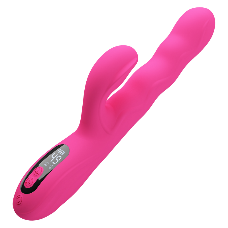 Pretty Love - Winters - Vibratore Rabbit con movimento ondulatorio e display LED - Rosa-Erotiekvoordeel.nl
