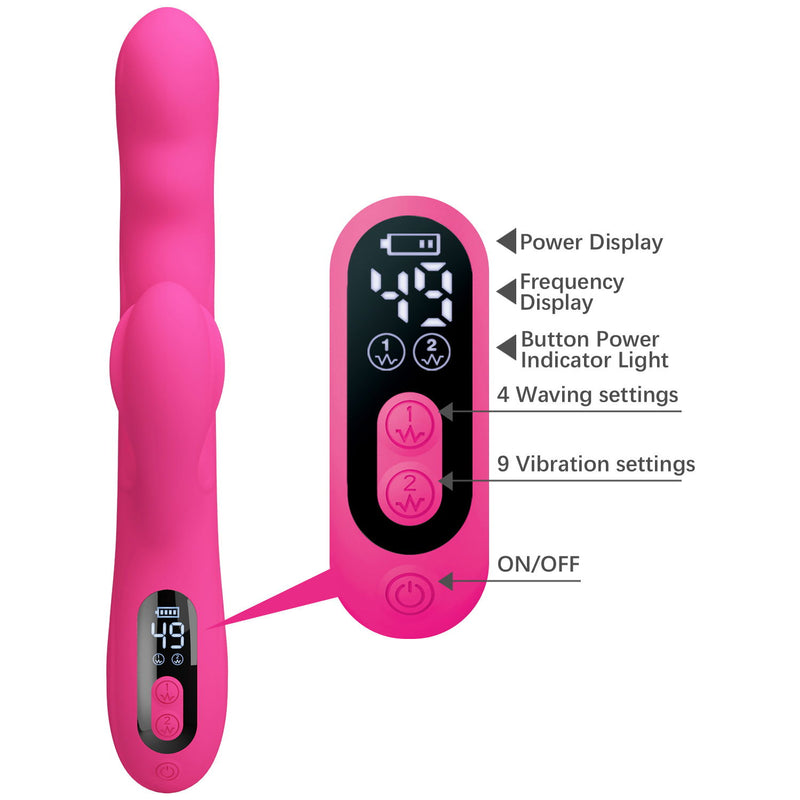 Pretty Love - Winters - Vibratore Rabbit con movimento ondulatorio e display LED - Rosa-Erotiekvoordeel.nl