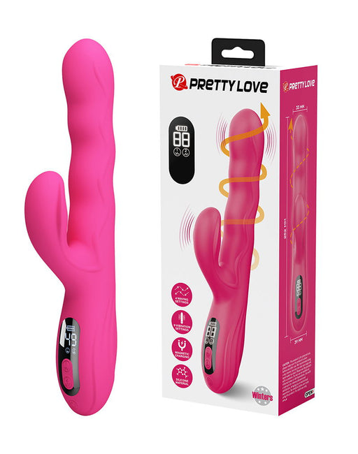 Pretty Love - Winters - Vibratore Rabbit con movimento ondulatorio e display LED - Rosa-Erotiekvoordeel.nl