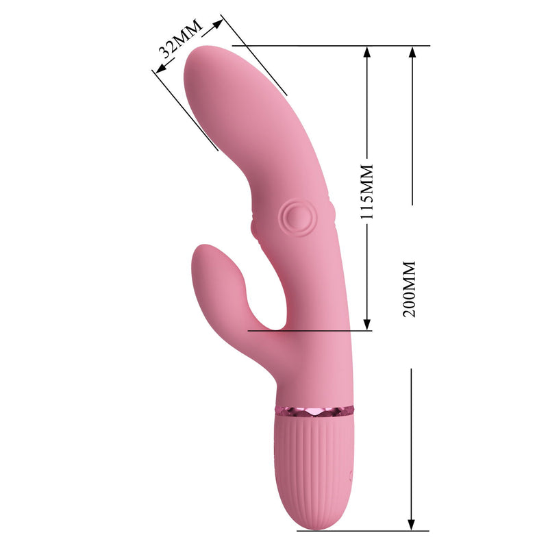 Pretty Love - Zach - Vibromasseur Rabbit avec fonction de pulsation à quatre vitesses - Rose-Erotiekvoordeel.nl
