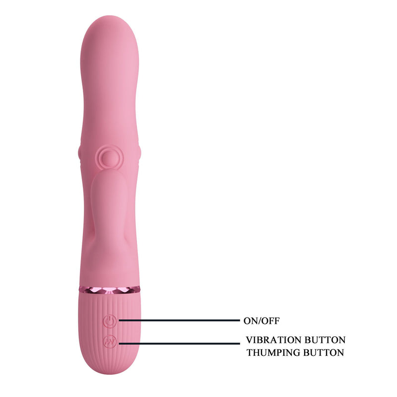Pretty Love - Zach - Vibromasseur Rabbit avec fonction de pulsation à quatre vitesses - Rose-Erotiekvoordeel.nl