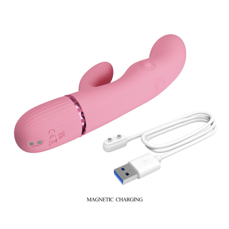 Pretty Love - Zach - Vibromasseur Rabbit avec fonction de pulsation à quatre vitesses - Rose-Erotiekvoordeel.nl