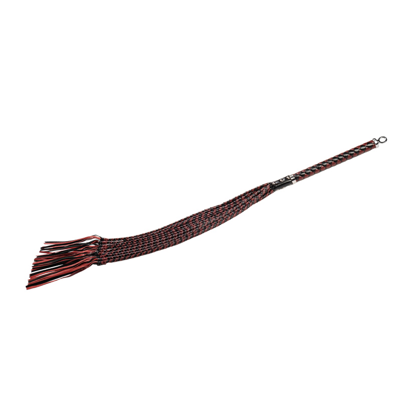 RISE - Cat O' Nine BDSM Whip - Heavy - Black/Wine Red-Erotiekvoordeel.nl