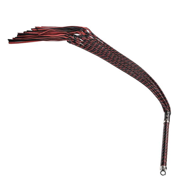 RISE - Cat O' Nine BDSM Whip - Heavy - Black/Wine Red-Erotiekvoordeel.nl