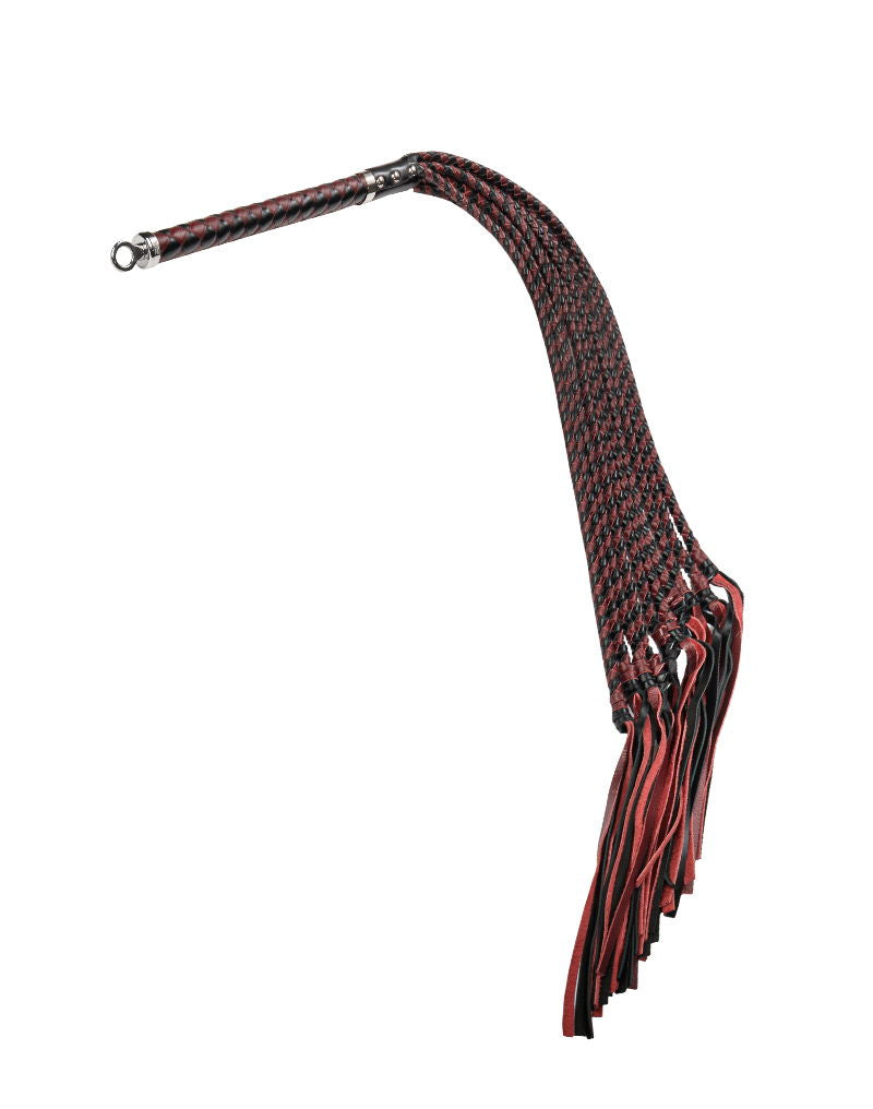 RISE - Cat O' Nine BDSM Whip - Heavy - Black/Burgundy-Erotiekvoordeel.nl