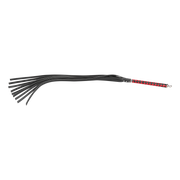 RISE - Lange Flogger met Harde Lederen Strengen - Zwart/Rood-Erotiekvoordeel.nl