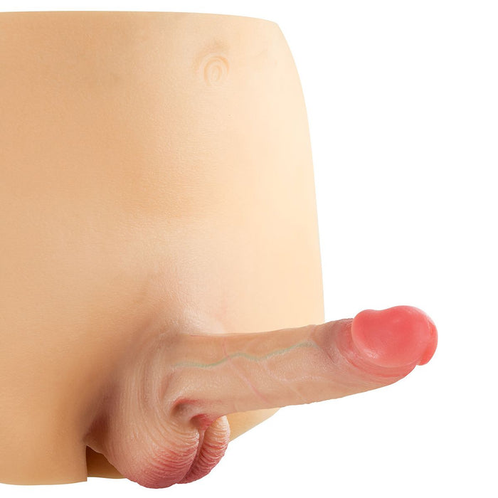 Real Body - Bodysuit - Female to Male - Mannelijk Onderlichaam met Holle Penis - Verkrijgbaar in 2 maten-Erotiekvoordeel.nl