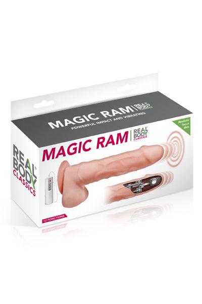 Real Body - Magic Ram - Stotende Vibrator Met Zuignap En Afstandsbediening - Lichte Huidskleur-Erotiekvoordeel.nl