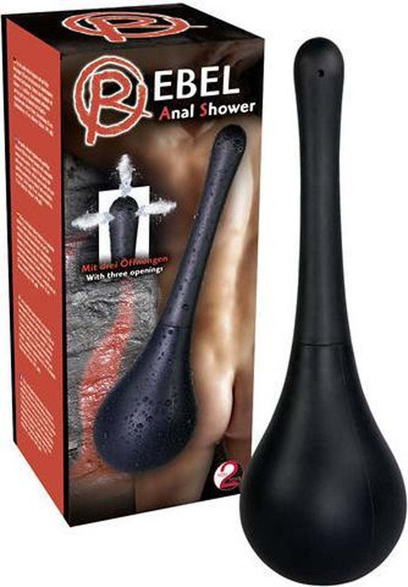Rebel - Silikon-Intimdusche mit raffiniertem und geschmeidigem Aufsatz mit Reservoir - Schwarz - Erotiekvoordeel.nl
