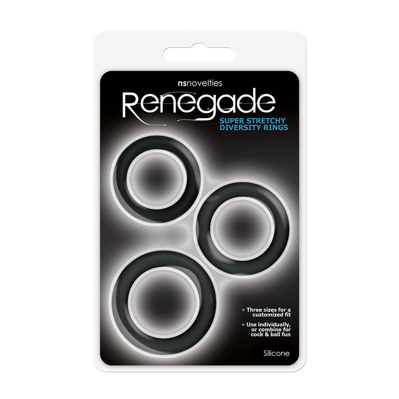 Renegade - Diversity Rings - Rekbare Cockringen Set - Zwart-Erotiekvoordeel.nl