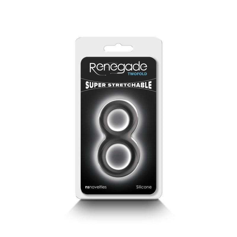 Renegade - Twofold - Doppelter Silikon-Cockring - Schwarz-Erotiekvoordeel.nl