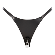 Rimba - String en cuir verrouillable pour femme - Noir-Erotiekvoordeel.nl