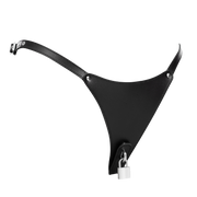 Rimba - String en cuir verrouillable pour femme - Noir-Erotiekvoordeel.nl