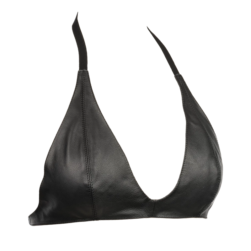 Rimba Bondage Play - Leather Bra Top with Back Clip Closure - Black-Erotiekvoordeel.nl