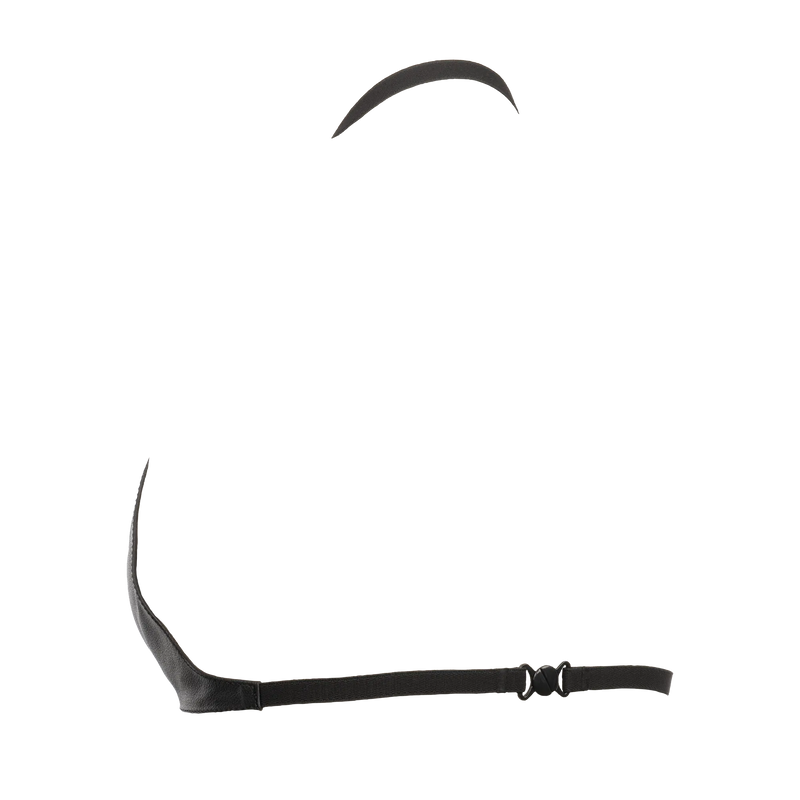 Rimba Bondage Play - Leather Bra Top with Back Clip Closure - Black-Erotiekvoordeel.nl