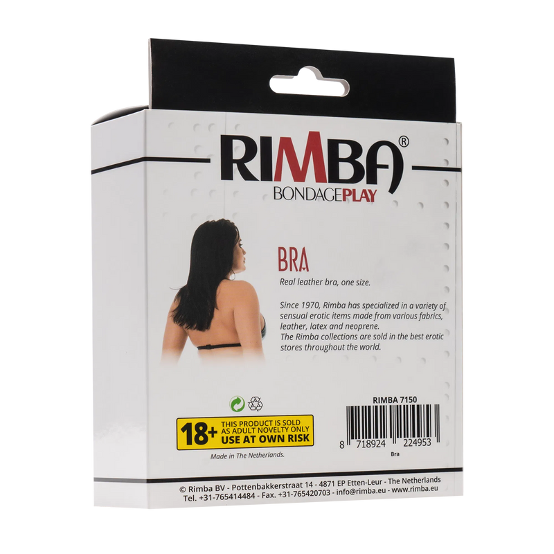 Rimba Bondage Play - Leather Bra Top with Back Clip Closure - Black-Erotiekvoordeel.nl