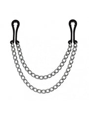 Rimba Bondage Play - Tepelklemmen - Plastic Getand - Met dubbele Ketting-Erotiekvoordeel.nl