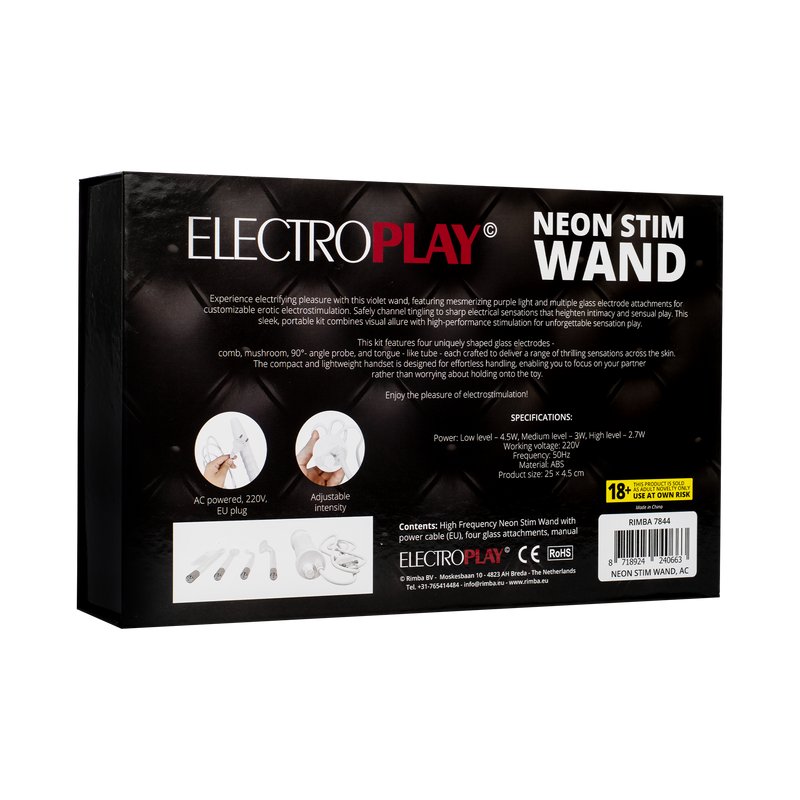 Rimba Electroplay - Neon Wand with Attachable Electrodes - 220 Volt EU-Erotiekvoordeel.nl