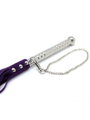 Rimba Bondage Play - Flogger - Wildlederstreifen - Peitsche mit Metallgriff - Lila - Erotiekvoordeel.nl