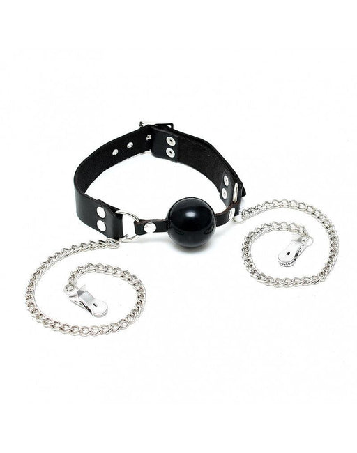 Rimba Bondage Play - Knebel mit Silikonkugel und Nippelklemmen - Erotiekvoordeel.nl