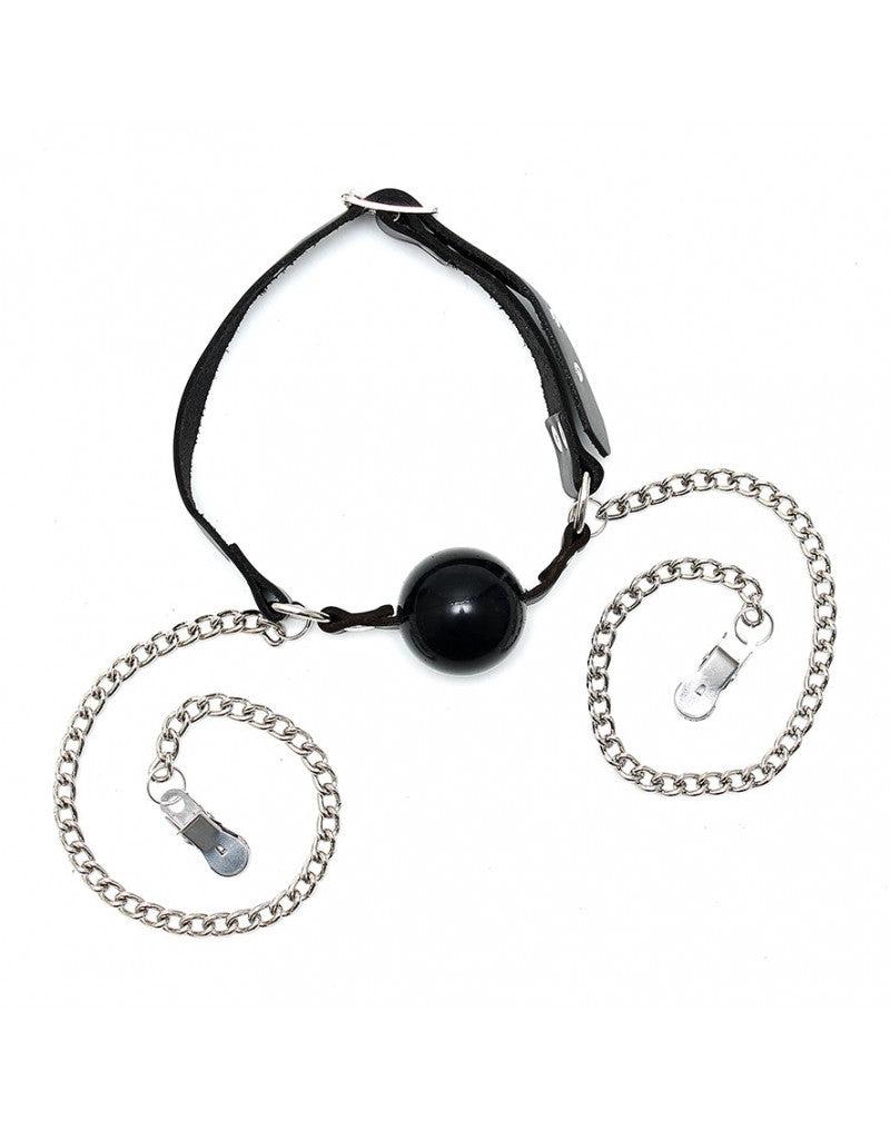 Rimba Bondage Play - Mordaza con bola de silicona y pinzas para pezones - Erotiekvoordeel.nl