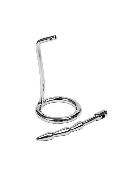 Rimba Bondage Play - Plug anale - Gabbia di castità - Tubo di contenimento per pene zigrinato con lucchetto - Acciaio inossidabile - Erotiekvoordeel.nl