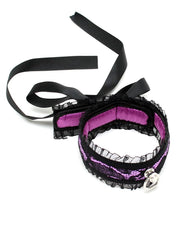 Rimba - Collare - Burlesque Collar con anello a O - Nero/Viola-Erotiekvoordeel.nl