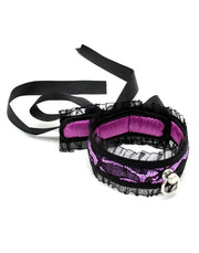 Rimba - Collare - Burlesque Collar con anello a O - Nero/Viola - Erotiekvoordeel.nl
