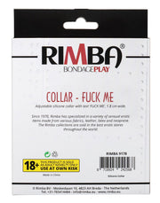 Rimba - Collar - Collar With Text - FUCK ME - Silicone - Black-Erotiekvoordeel.nl