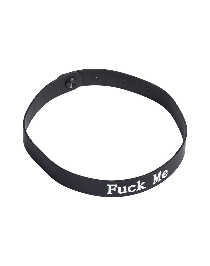 Rimba - Collar - Collar With Text - FUCK ME - Silicone - Black-Erotiekvoordeel.nl