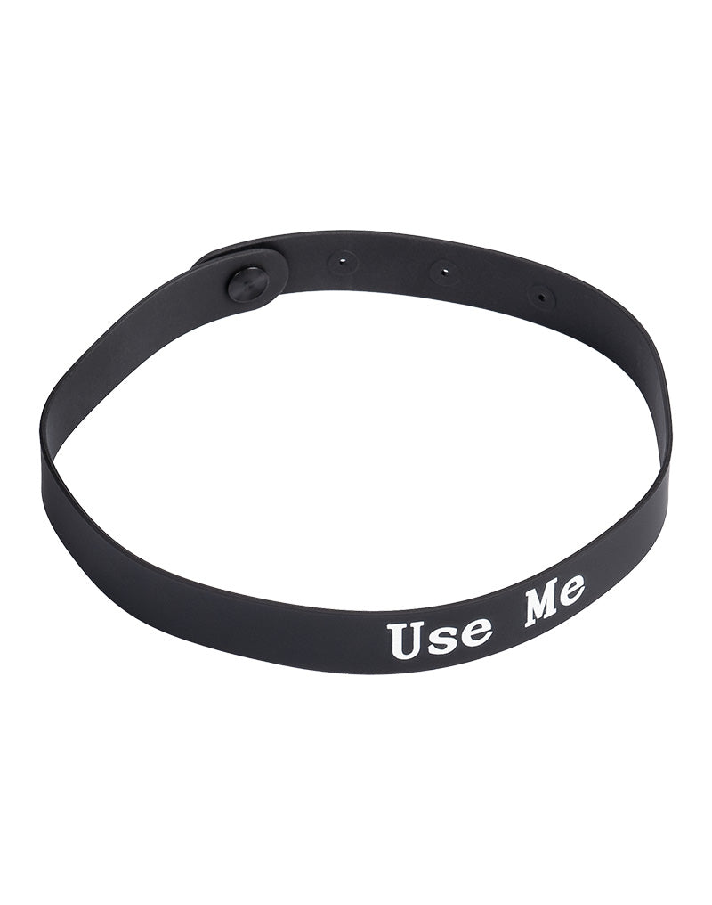 Rimba - Collare - Collare con scritta - USE ME - Silicone - Nero-Erotiekvoordeel.nl